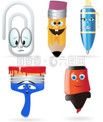 卡通文具用品矢量圖下載